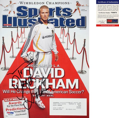 “万人迷”大卫·贝克汉姆（David Beckham）亲笔签名杂志
