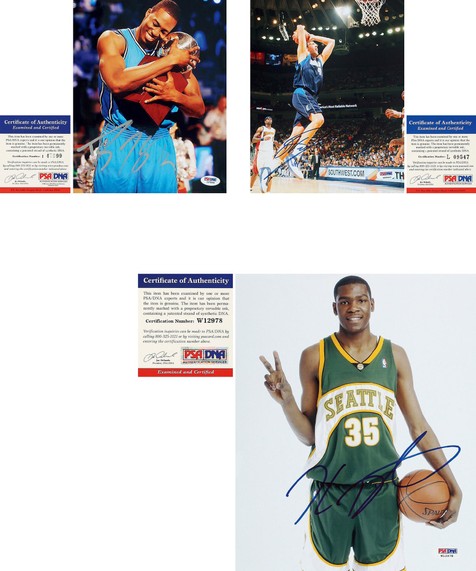 “NBA巨星”凯文·杜兰特（Kevin Durant），德克·诺维茨基（Dirk Nowitzki），德怀特·霍华德（Dwight Howard）亲笔签名照