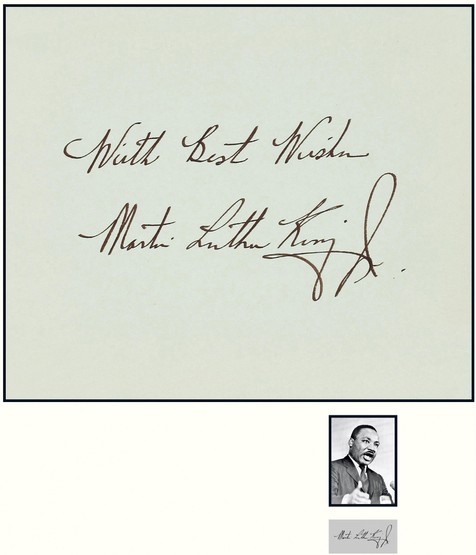“美国民权运动领袖”马丁 · 路德 · 金（Martin Luther King, Jr.）亲笔签名便笺