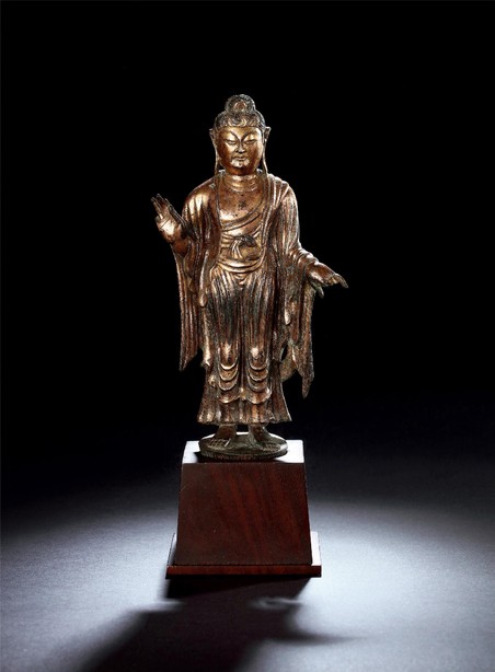 铜鎏金释迦牟尼佛立像