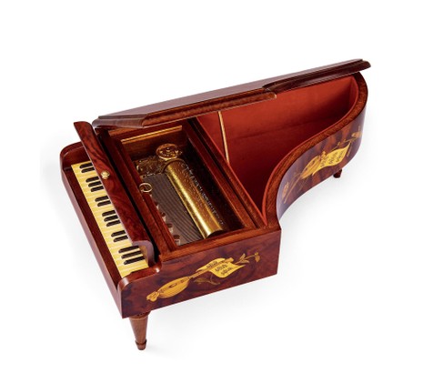 御爵 细木镶嵌三角钢琴音乐盒 约1950年制