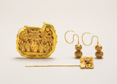 金质福簪子、葫芦耳环、簪子首