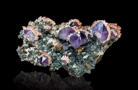 紫水晶＆方解石＆黄铁矿