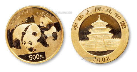 2008年熊猫普制一盎司金币一枚