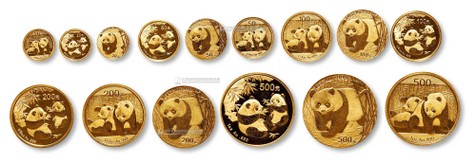 2002年、2006年、2010年普制熊猫金币各一套