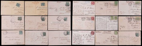 1908-13年进口实寄明信片共18件