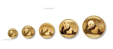 2015年熊猫纪念币初打币一套五枚