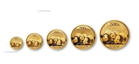 2013年熊猫普制金币一套五枚