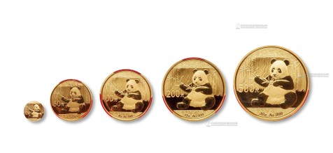 2017年熊猫普制金币一套五枚