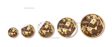 2007年熊猫普制金币一套五枚