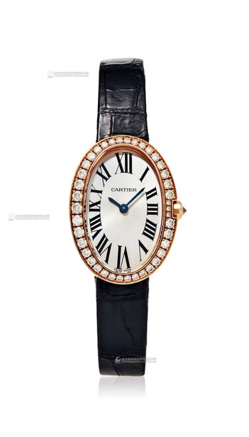 卡地亚 BAIGNOIRE系列 18K玫瑰金女款镶钻腕表