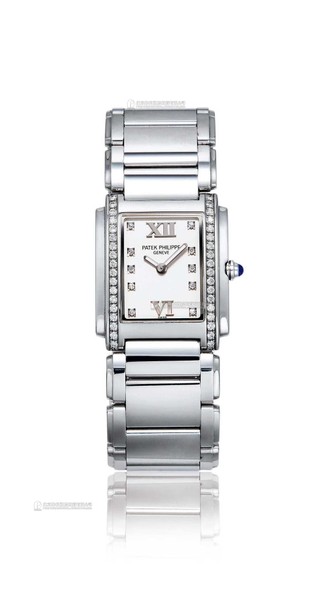 百达翡丽 TWENTY-4系列，型号4910 精钢女款镶钻腕表