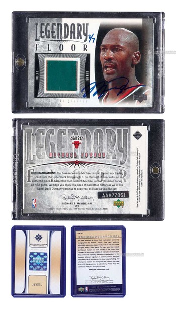 2000-01赛季 Upper Deck Legends系列 迈克尔·乔丹（Michael Jordan）回购地板实物签字球星卡，限量7张，附Upper Deck证书