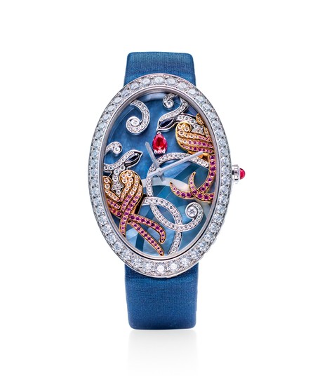 梵克雅宝 OISEAUX DE PARADIS系列 18K白金 女款珠宝腕表 「凤凰」造型表盘