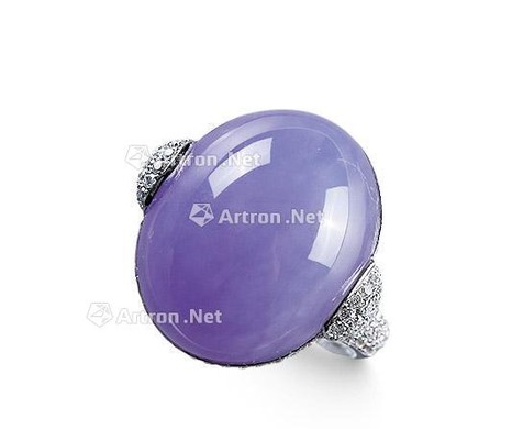 天然紫罗兰翡翠「蛋面」配钻石戒指