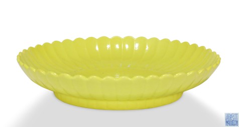 柠檬黄釉菊瓣盘