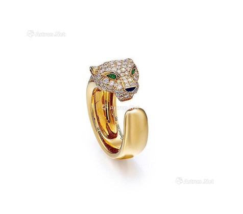 卡地亚设计 钻石配祖母绿及黑玛瑙「美洲豹」戒指