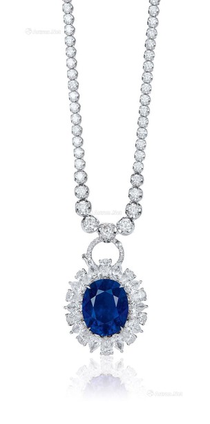 12.64克拉缅甸「皇家蓝」蓝宝石配钻石戒指项链两用，未经加热