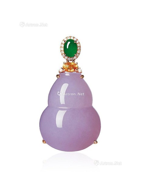 缅甸天然紫罗兰翡翠「葫芦」配钻石挂坠