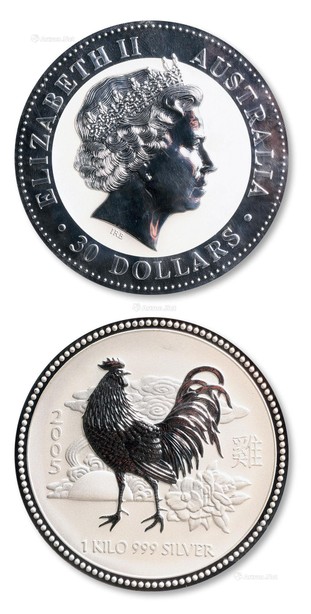 澳大利亚生肖鸡纪念公斤银币一枚