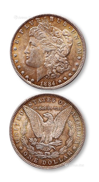 1884年美国摩根一美元银币一枚
