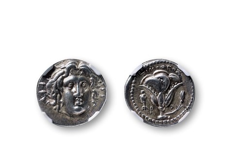 古希腊罗德岛阿波罗两德拉克马银币一枚