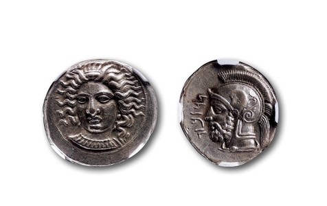 古希腊西里西拉水仙女及战神阿瑞斯银币一枚