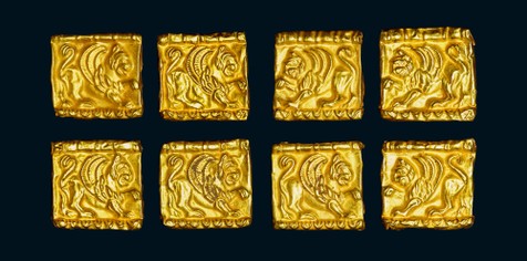 公元7世纪 萨珊翼狮金牌饰八件