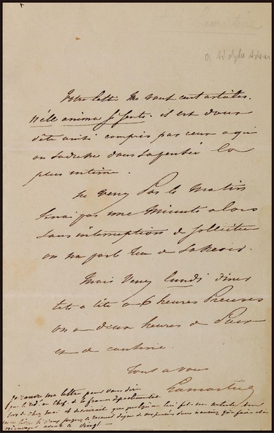 “法国浪漫主义文学前驱” 阿尔封斯·拉马丁（Alphonse Lamartine）亲笔信，附证书