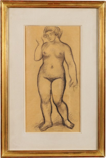 “法国著名雕塑家”阿里斯蒂德·马约尔（Aristide Mailllol）素描《人体》，附证书