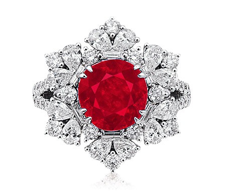 3克拉缅甸抹谷「鸽血红」红宝石配钻石戒指，未经加热