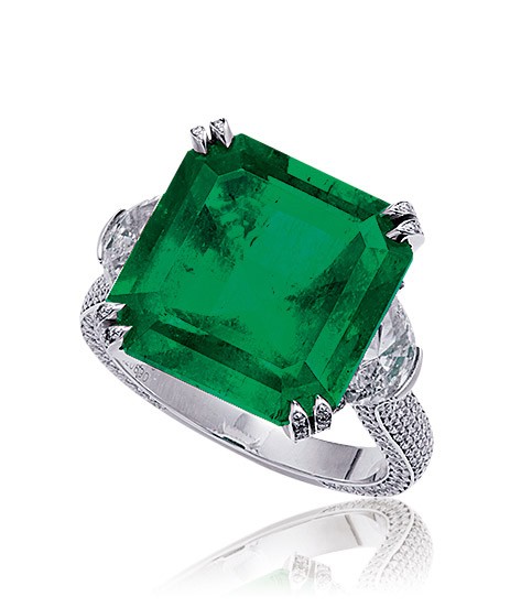 萧邦设计 10.26克拉哥伦比亚祖母绿配钻石戒指