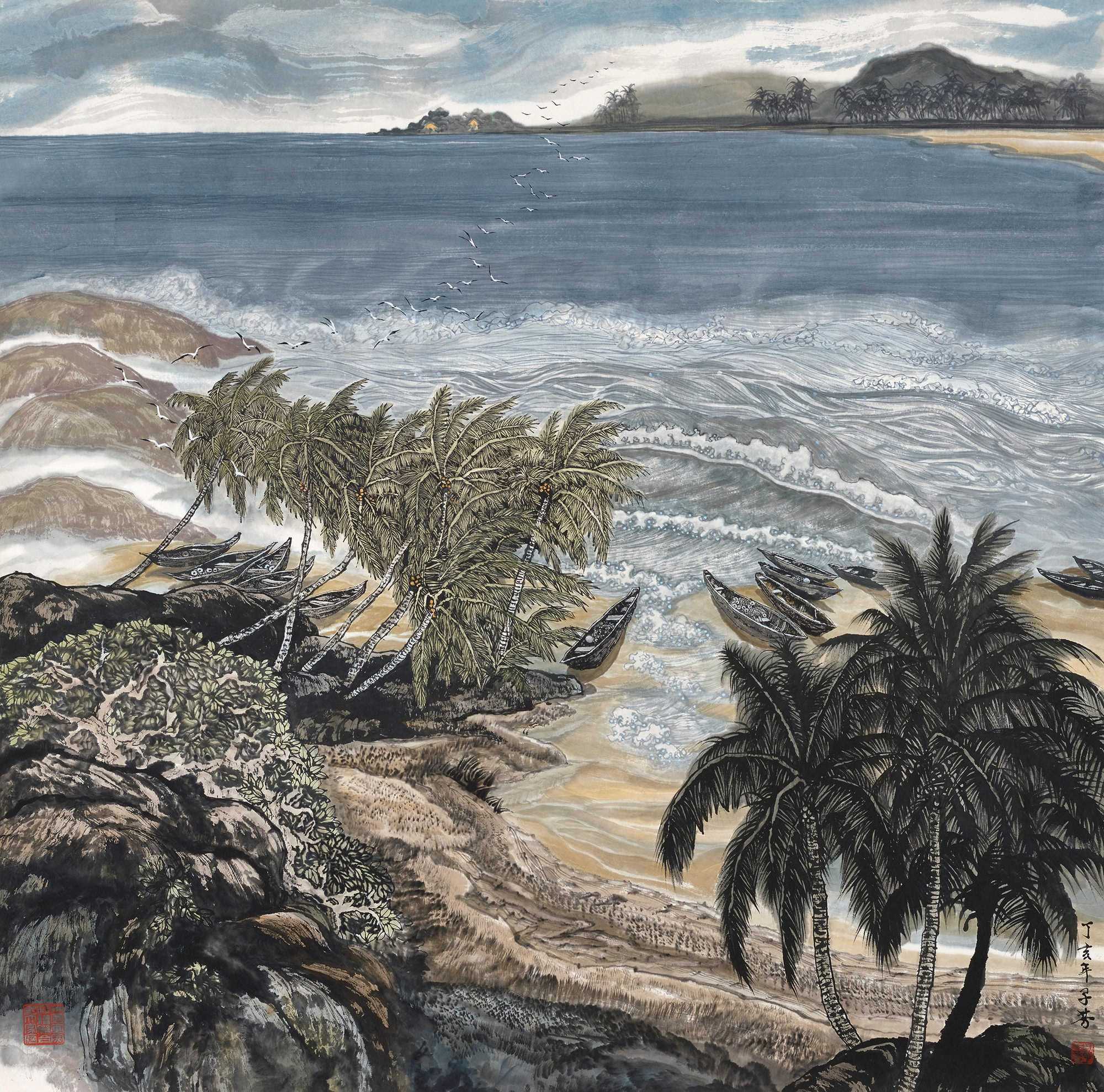 邓子芳 银色海滩 镜心