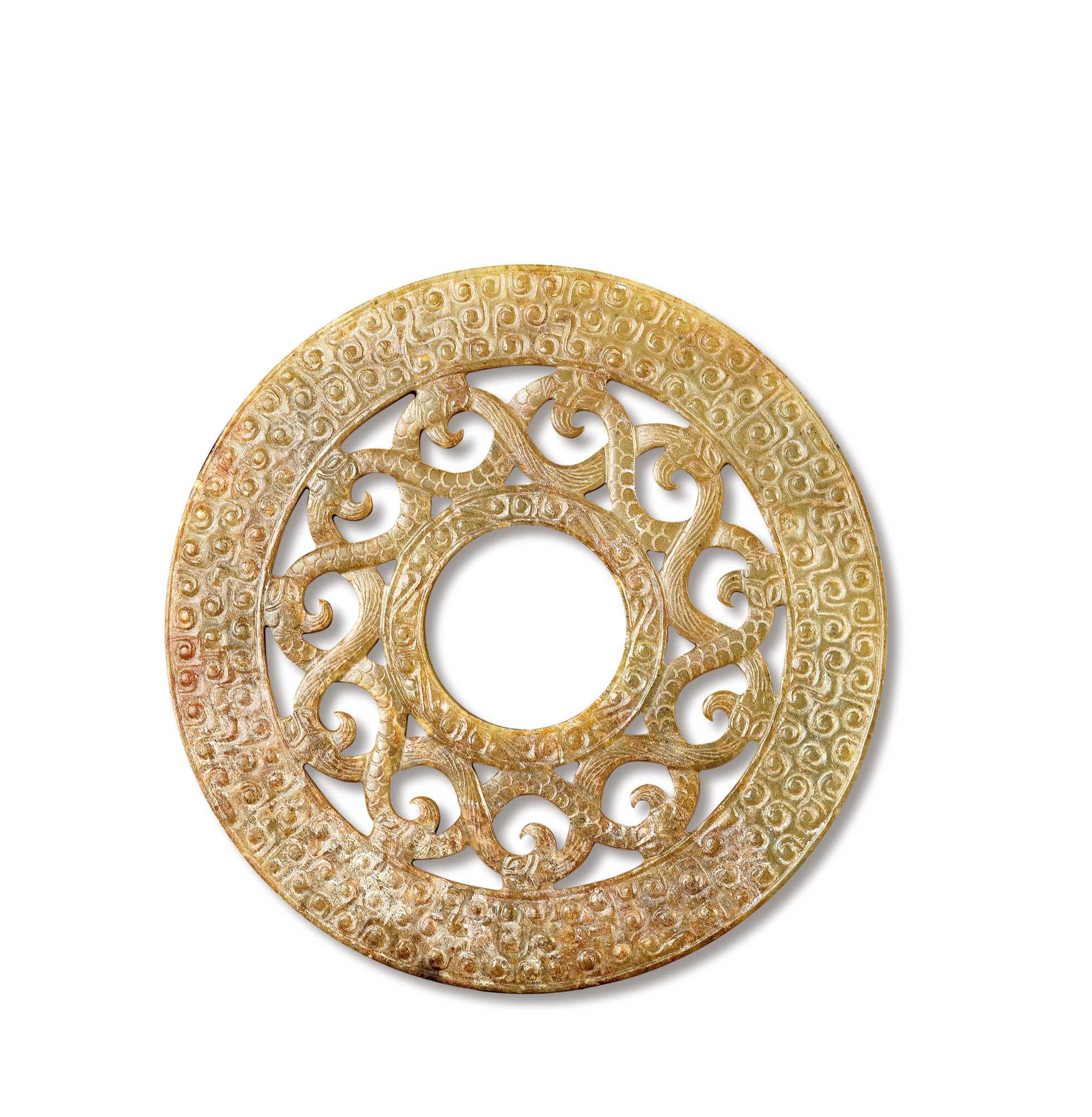 战国 玉镂雕蟠虺纹双联璧