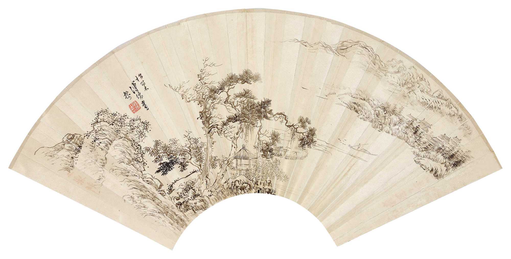 溥儒 山水 扇面