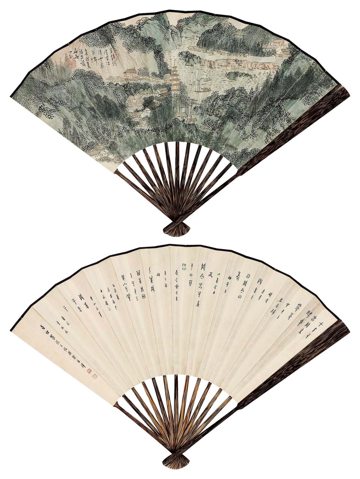 溥儒 湖山佳处 成扇