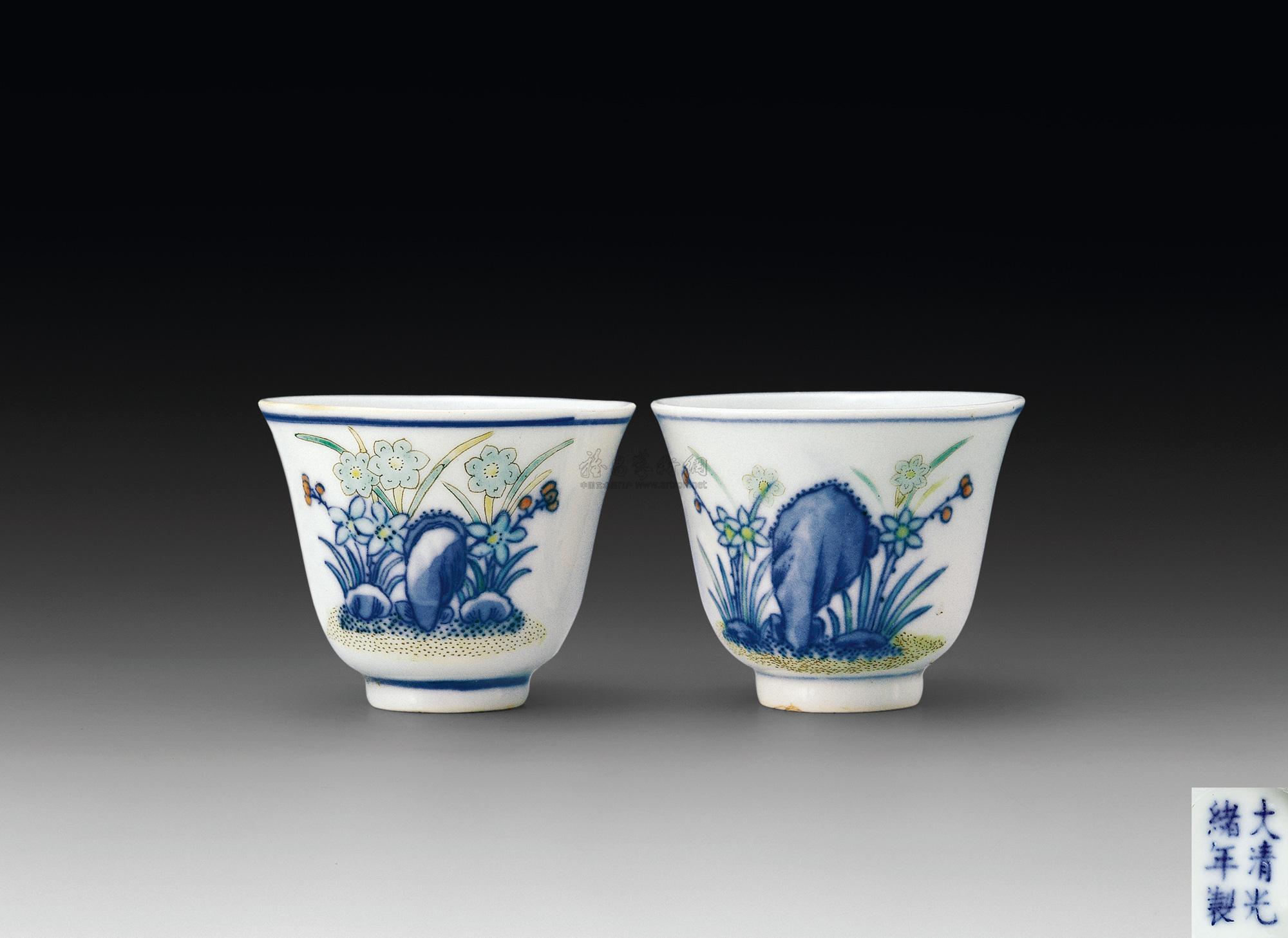 2563清光绪斗彩花神杯二件