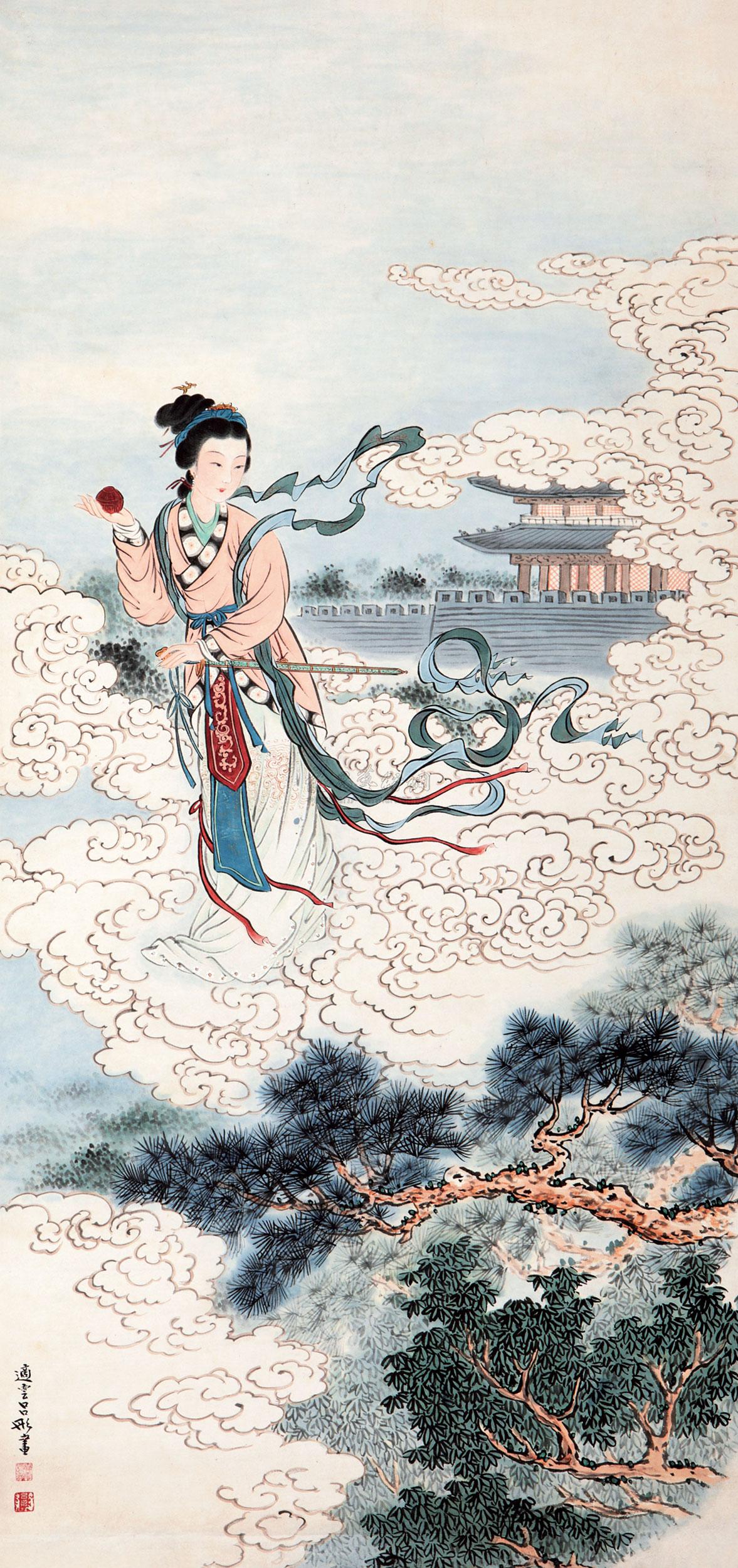 吕彤 麻姑献寿图 立轴