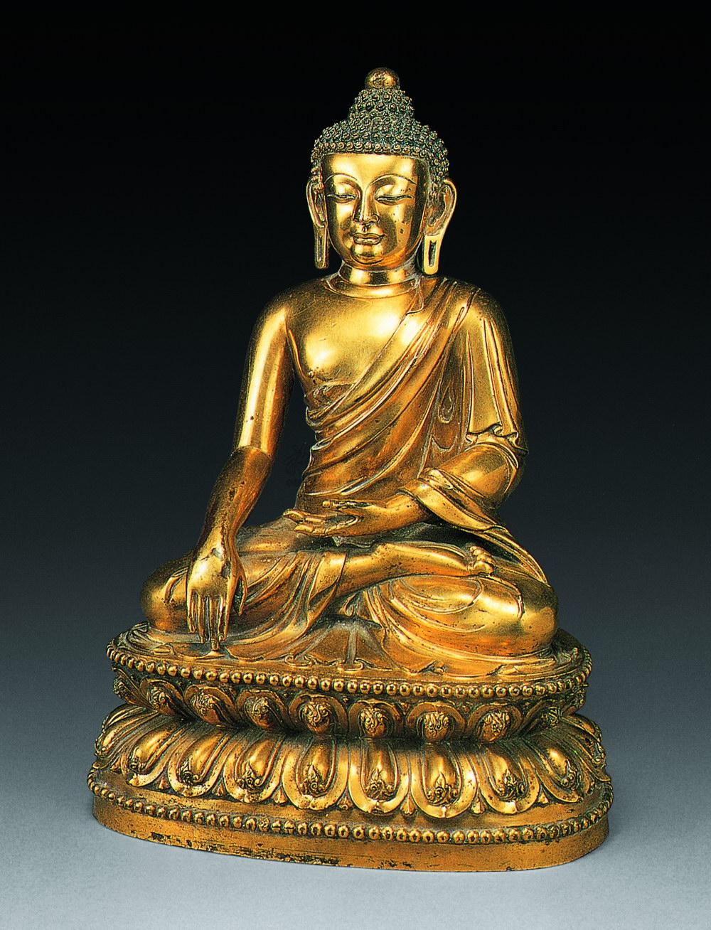 明宣德 铜鎏金坐佛