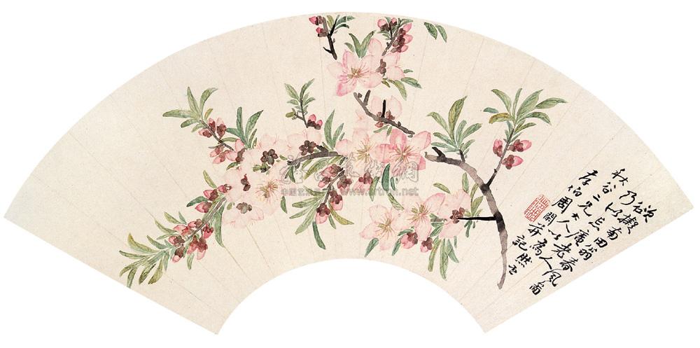 周闲 桃花 扇面片