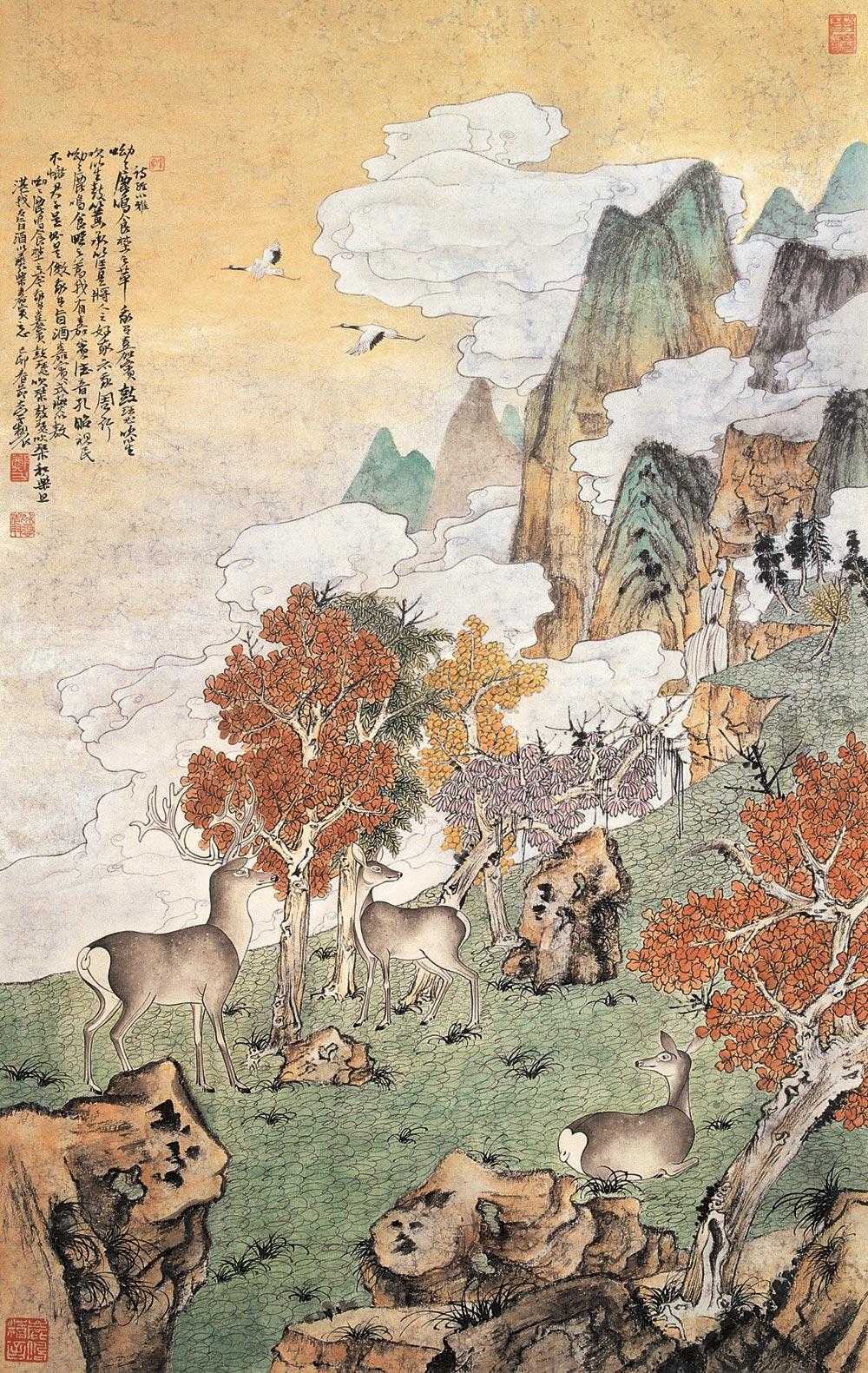 lot0313 郑力 1999年作 鹿鹤 - 雅昌拍卖图录app