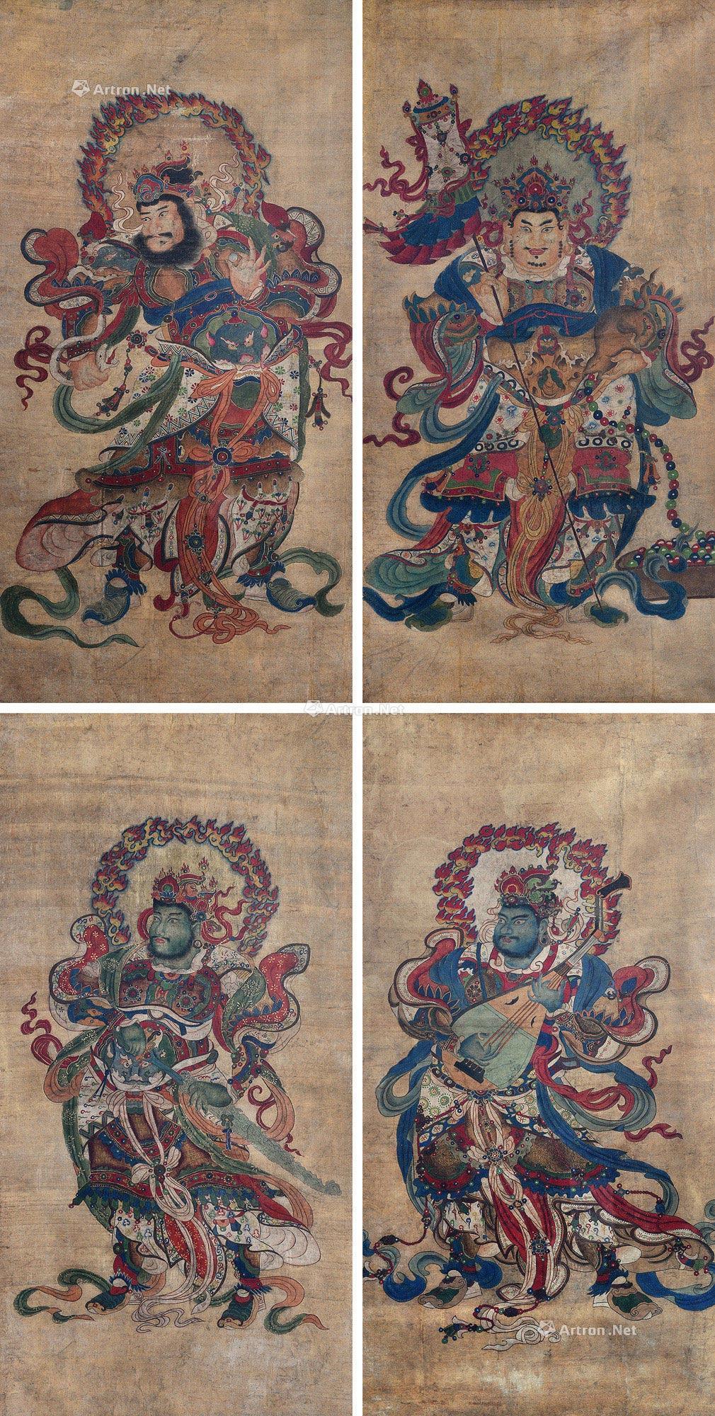清 绢本彩绘四大金刚 (四件)