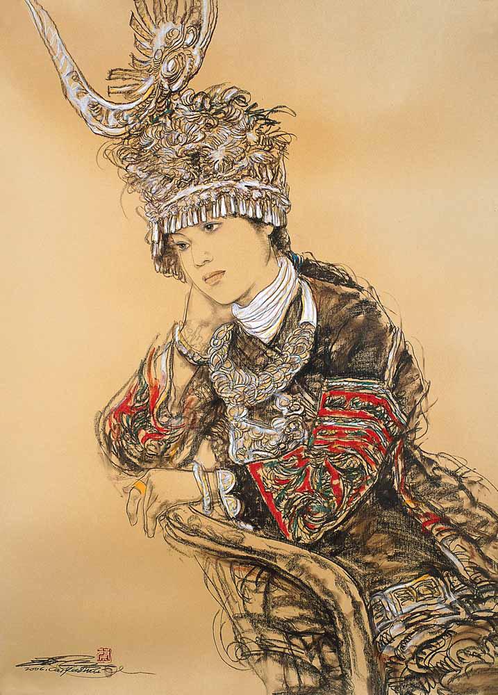 蔡玉水 民族少女 镜心