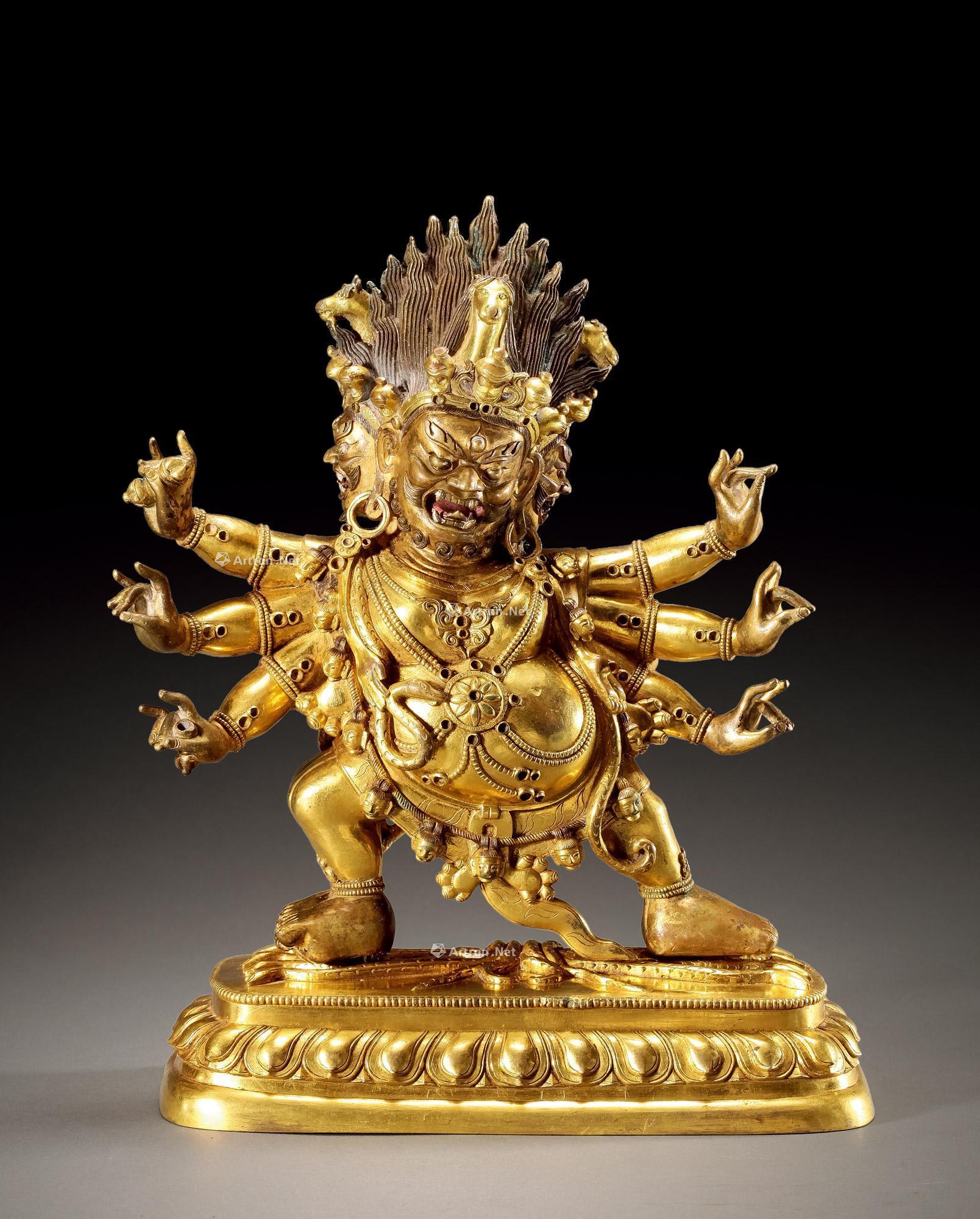 lot1987 18世纪 铜鎏金六臂马头 - 雅昌拍卖图录app