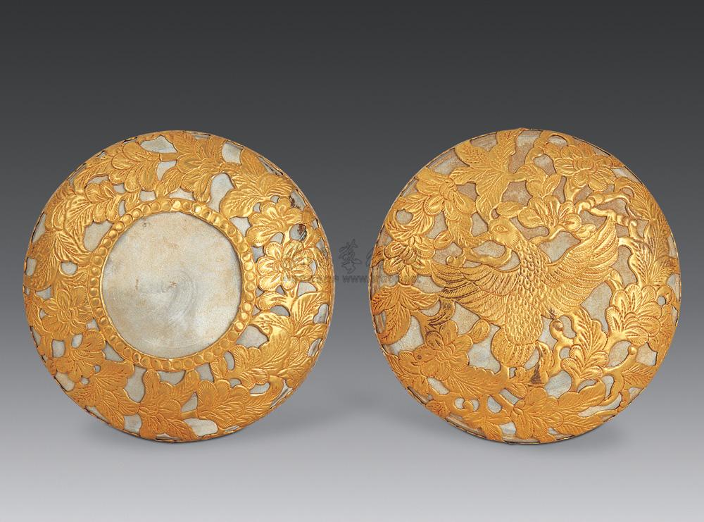 宋 金包瓷凤鸟纹香粉盒