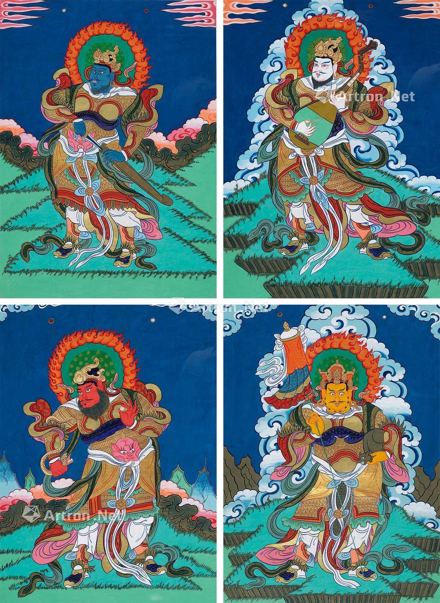 四大天王唐卡 (二框四幅)拍品分类佛教文物>唐卡创作年代现代尺寸36