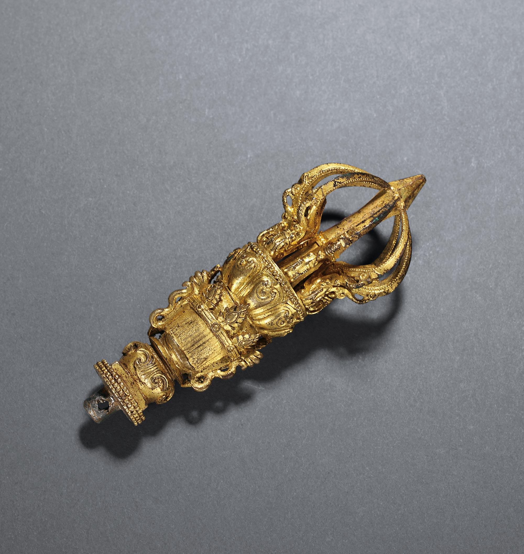 明永乐 铜鎏金金刚铃首