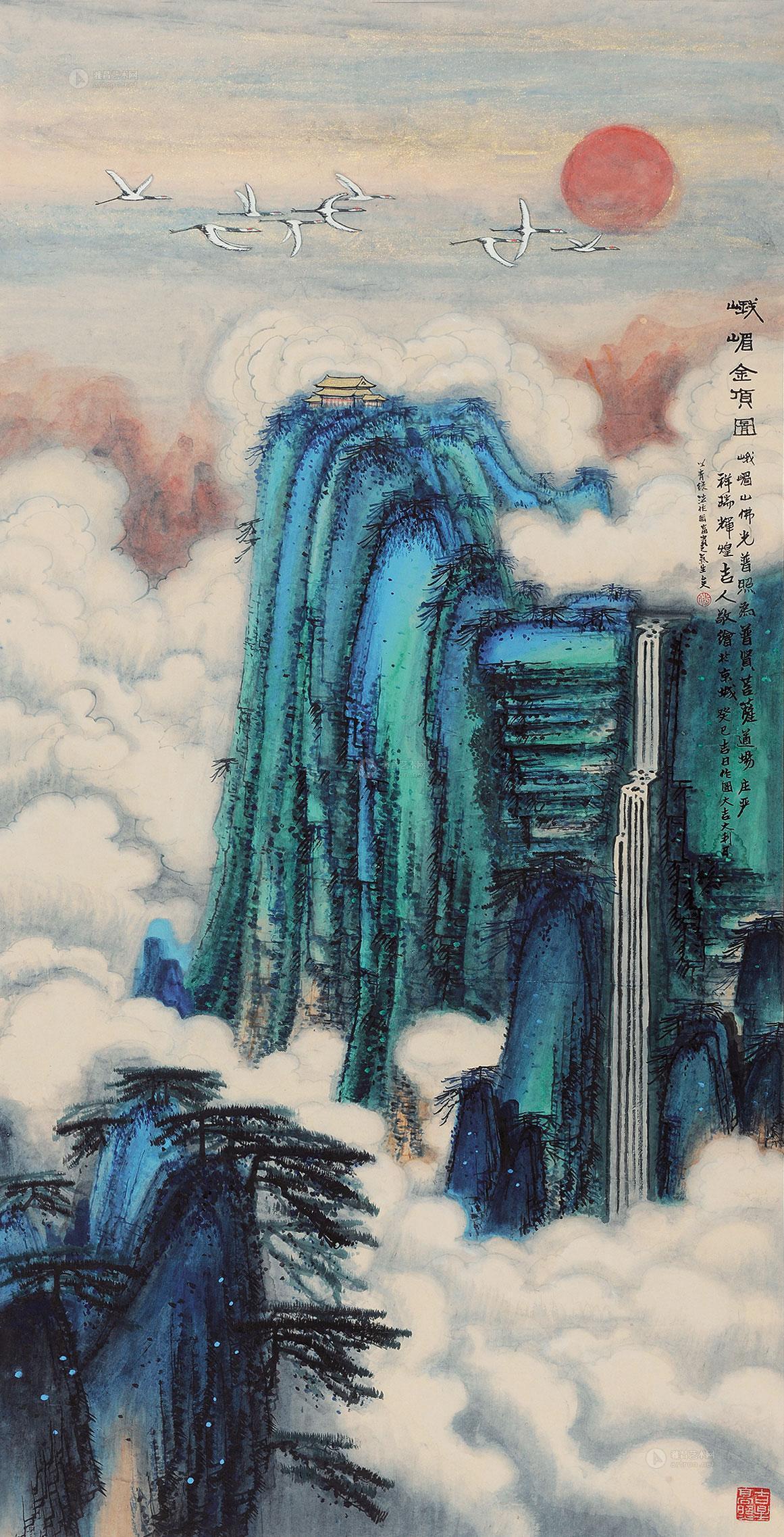 吉人 2013年作 峨眉金顶图 镜心