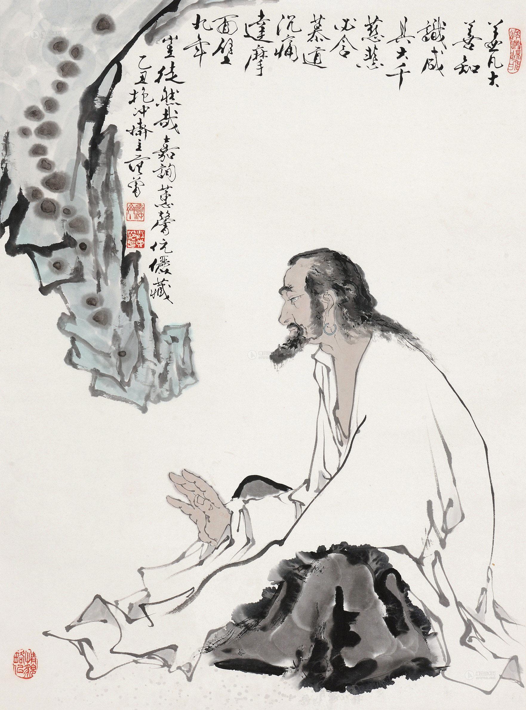 范曾 1985年作 达摩面壁 镜心