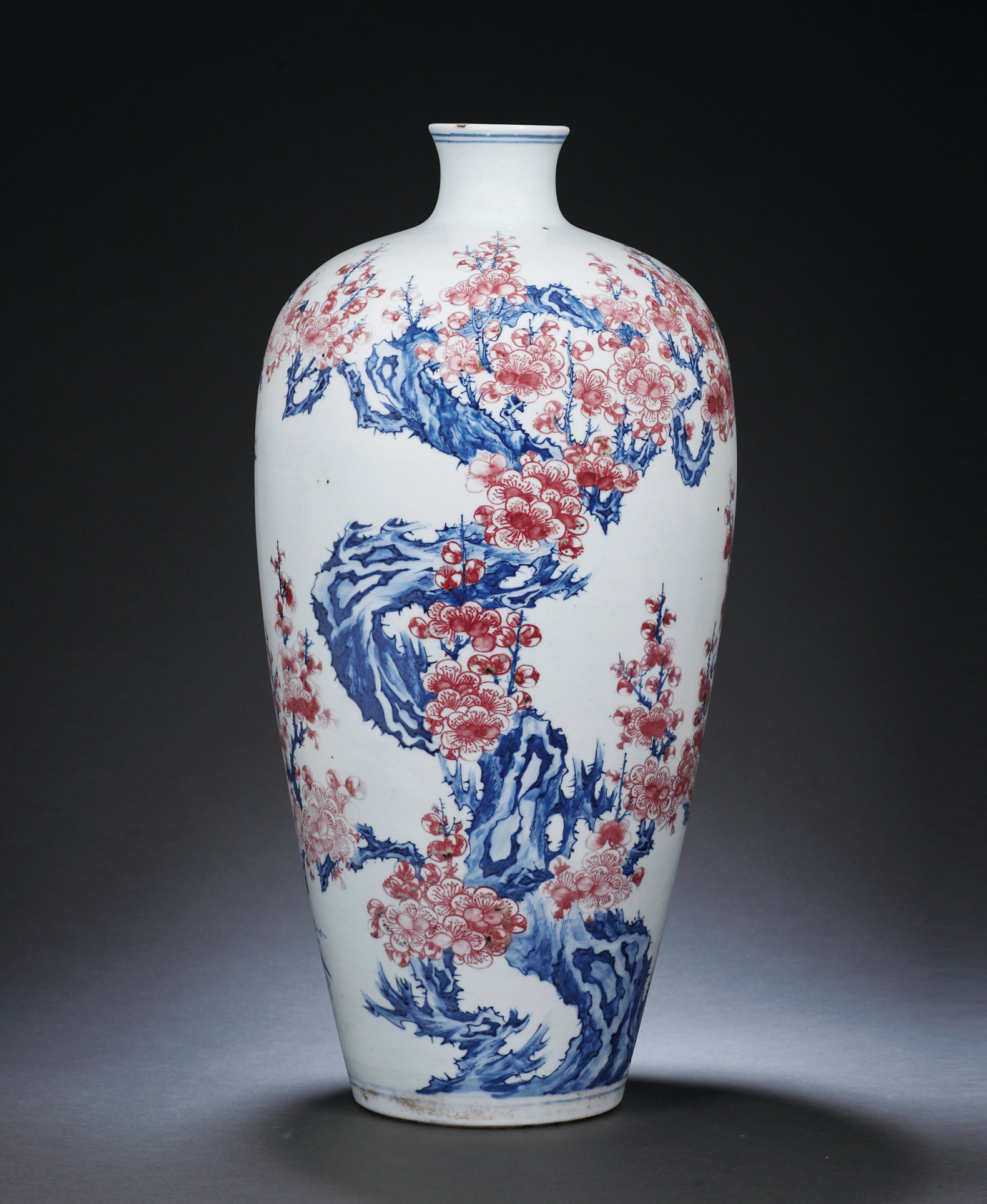 民国 青花釉里红梅花大梅瓶
